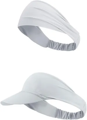 2 Pcs Wide Moisture Wicking Sweat Band Hair Band Headbands,Large Wide Brim Sun Performance Visor Sun Hat for Women Men.