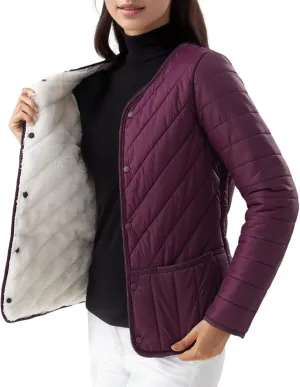 2023 Womens Puffer Jacket Lightweight Quilted Jackets Pockets Button Winter Fleece Coat Warm Petite Plus Size Cotton Jacket
