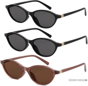 90s Retro Sunglasses for Women Oval Cat Eye Y2K Vintage