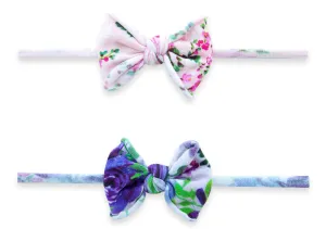 Baby Bling It's A Girl 2 Pack Mini Print Skinny Headband Set