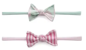 Baby Bling Mini Print 2pc Set-Watercolor Floral Mint & Pink Mini Stripe