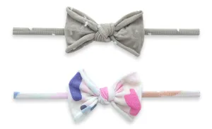 Baby Bling Newborn Neutral 2 Pack Mini Print Skinny Headband Set