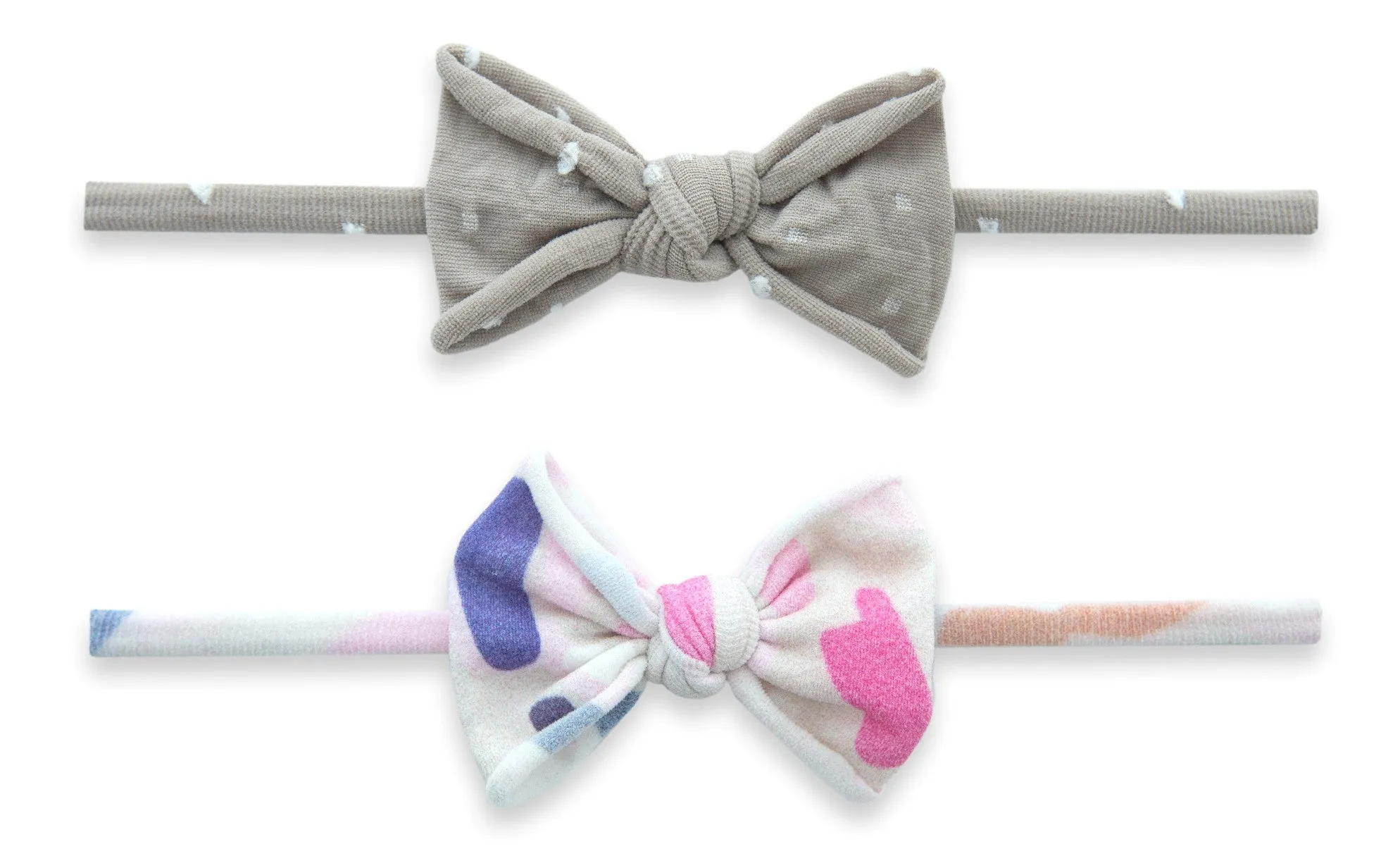 Baby Bling Newborn Neutral 2 Pack Mini Print Skinny Headband Set