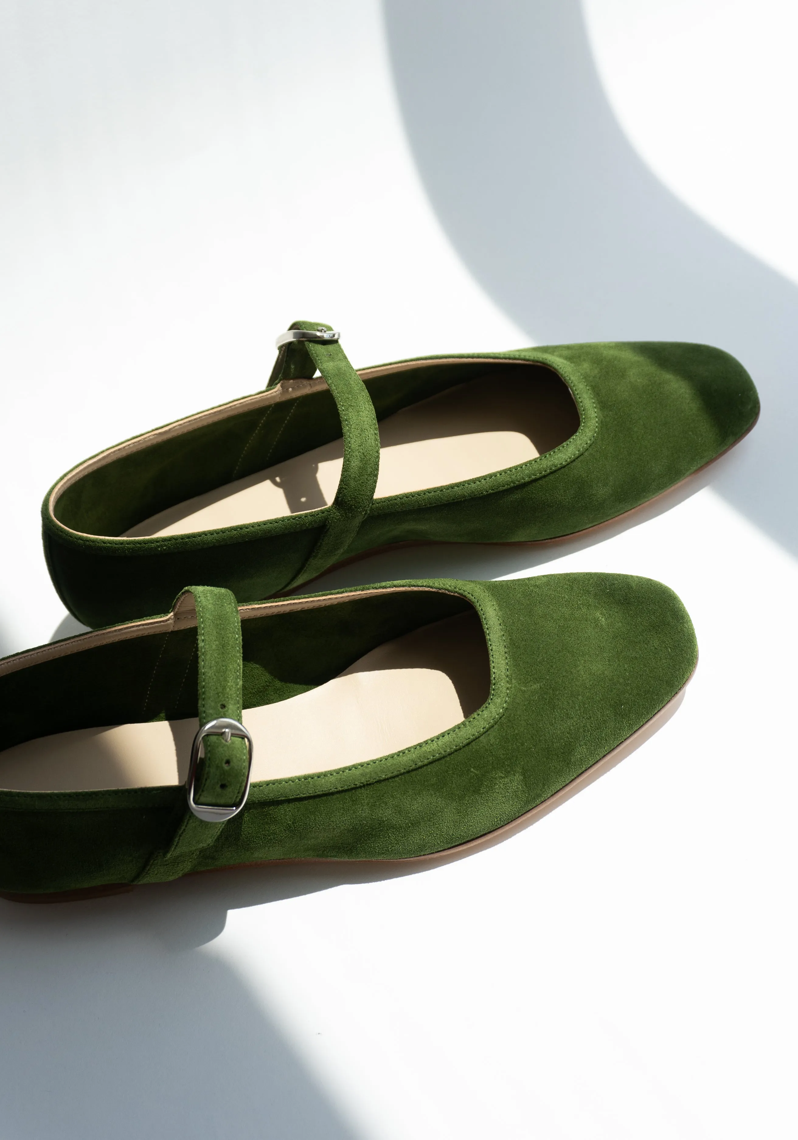Ballet Mary Jane in Green Suede