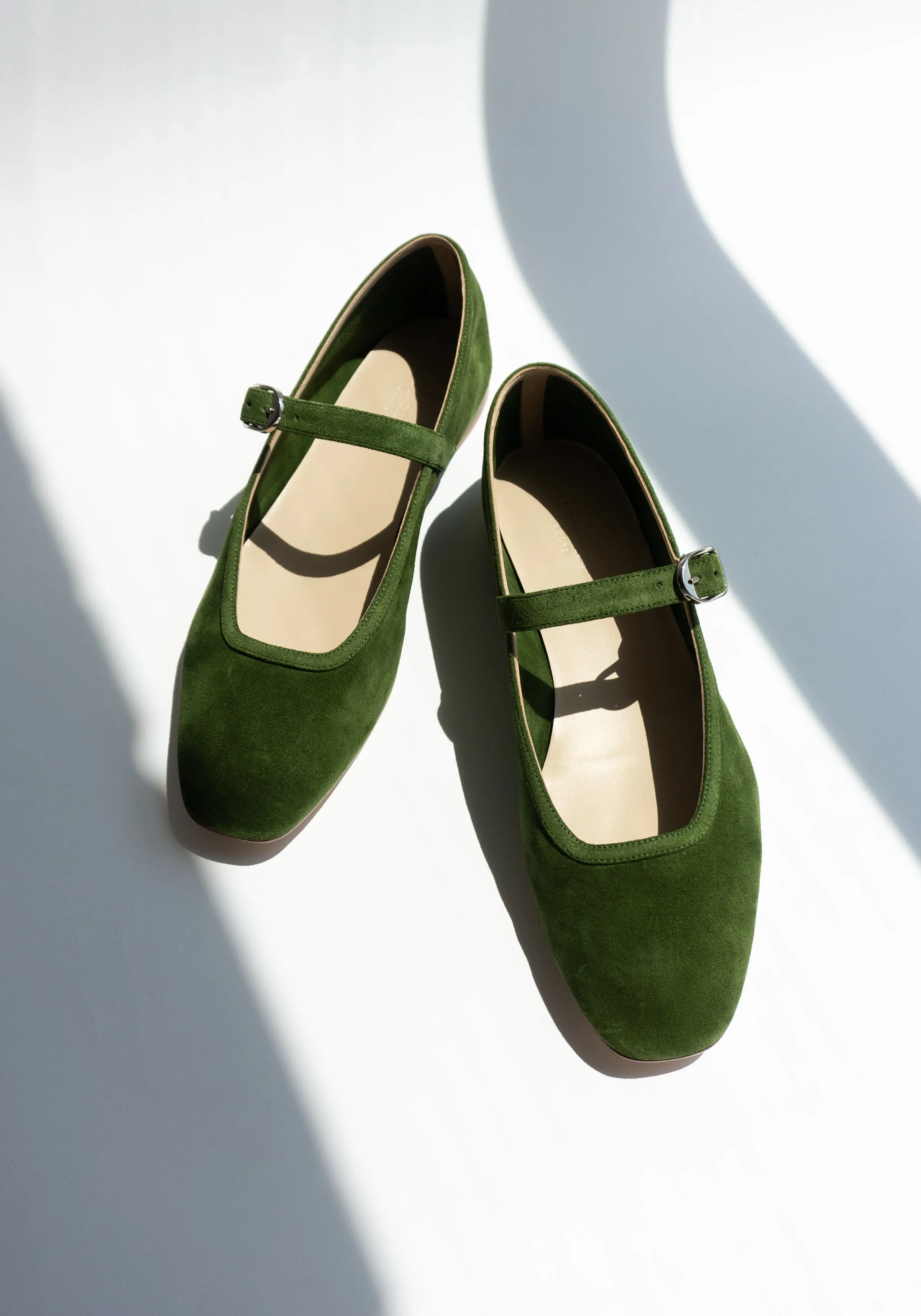 Ballet Mary Jane in Green Suede