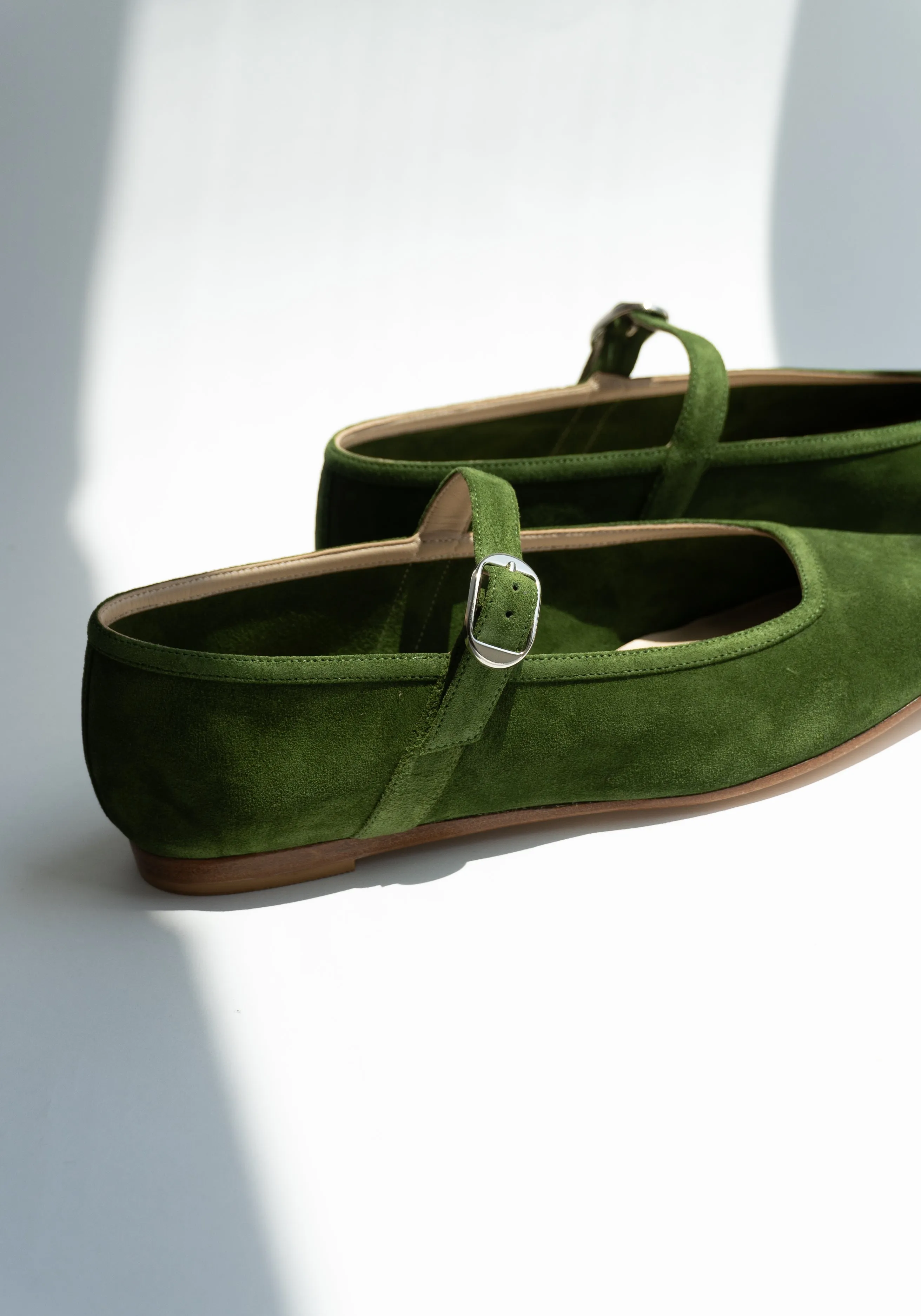 Ballet Mary Jane in Green Suede