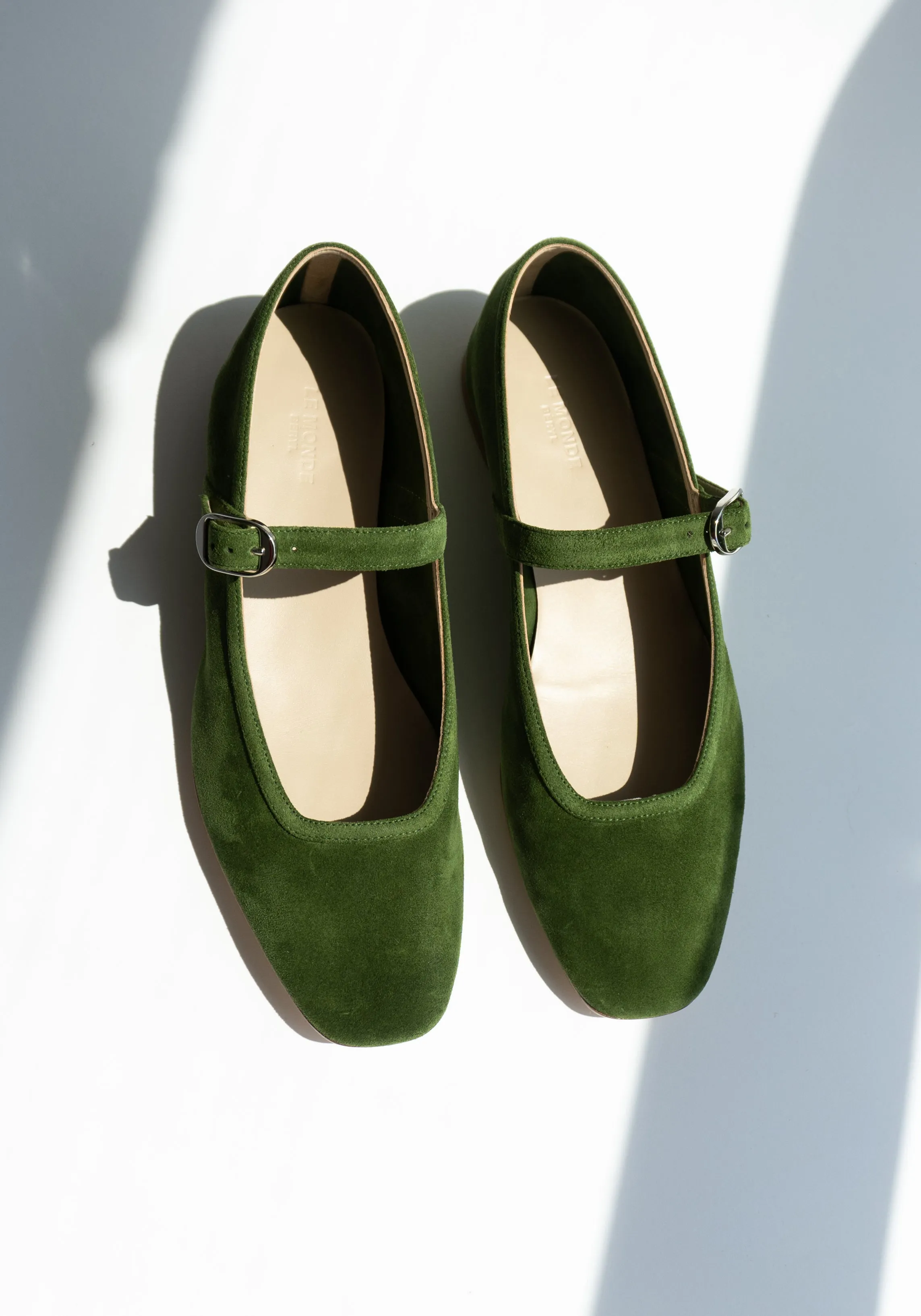 Ballet Mary Jane in Green Suede