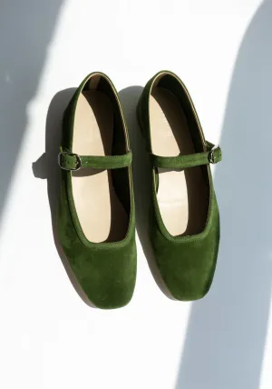Ballet Mary Jane in Green Suede