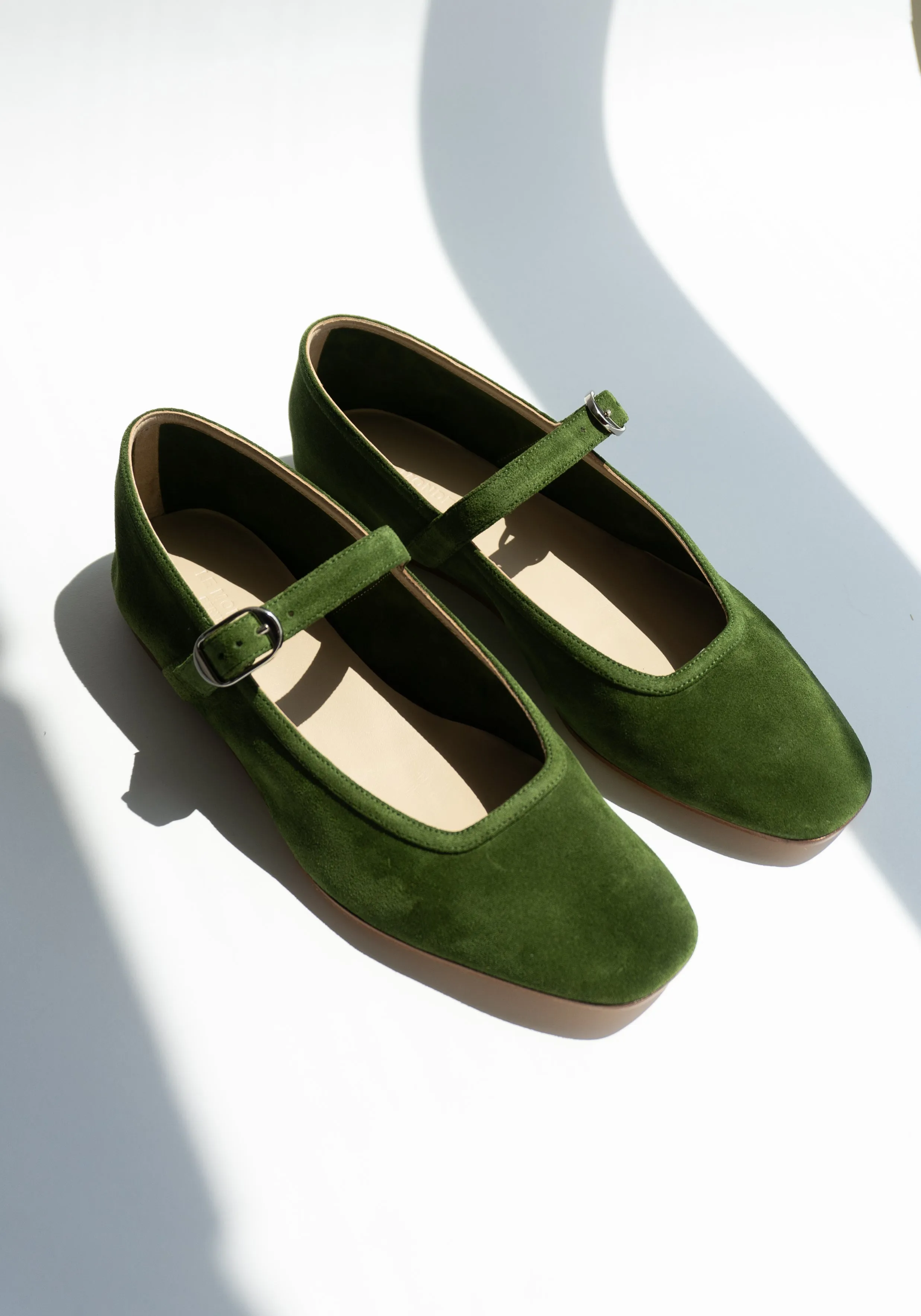 Ballet Mary Jane in Green Suede