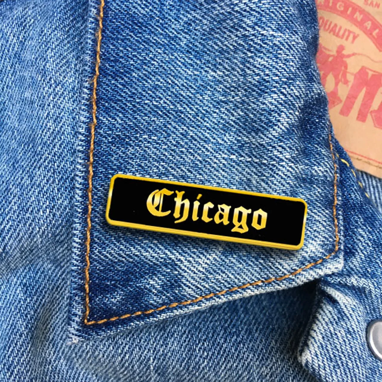 Chicago Old English Enamel Pin