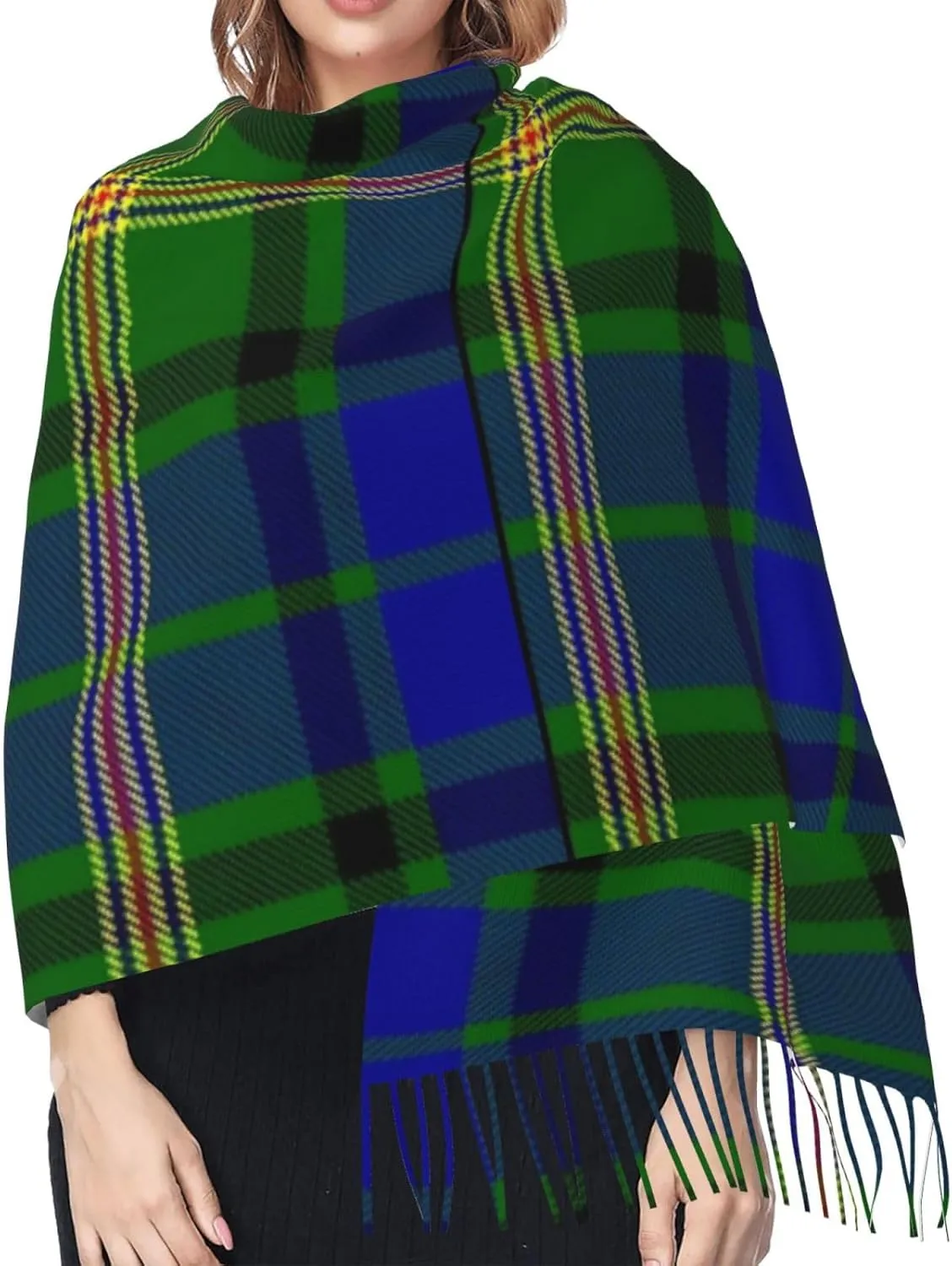 Clan Stewart Hunting Tartan Imitation Cashmere Tassel Scarf Winter Scarf Autumn Softest Classic Warm
