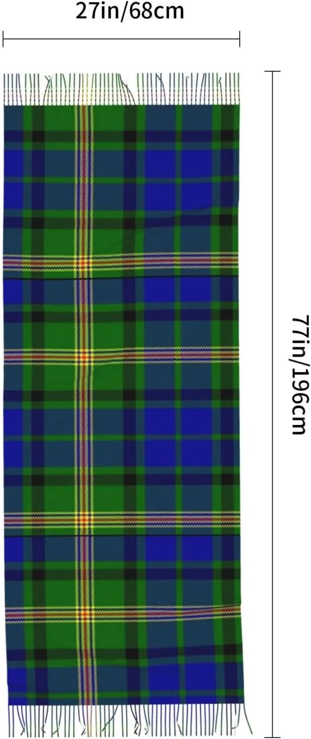 Clan Stewart Hunting Tartan Imitation Cashmere Tassel Scarf Winter Scarf Autumn Softest Classic Warm
