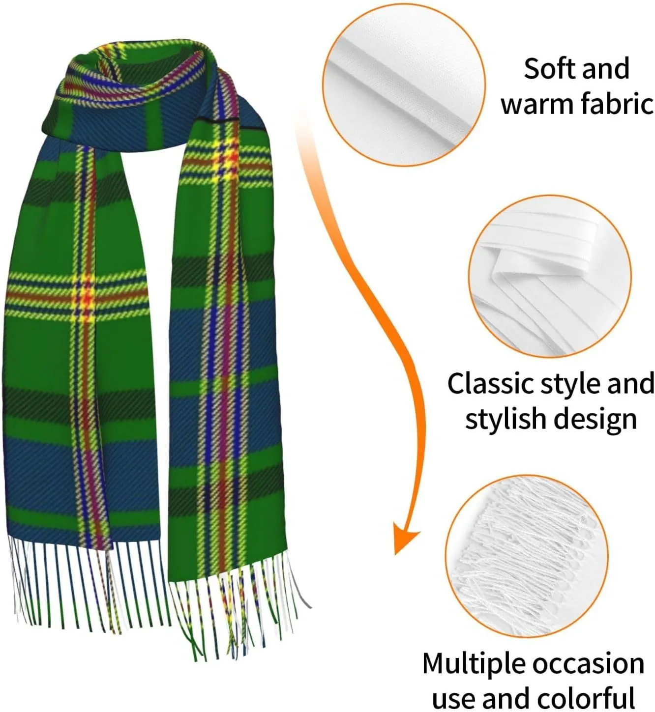 Clan Stewart Hunting Tartan Imitation Cashmere Tassel Scarf Winter Scarf Autumn Softest Classic Warm