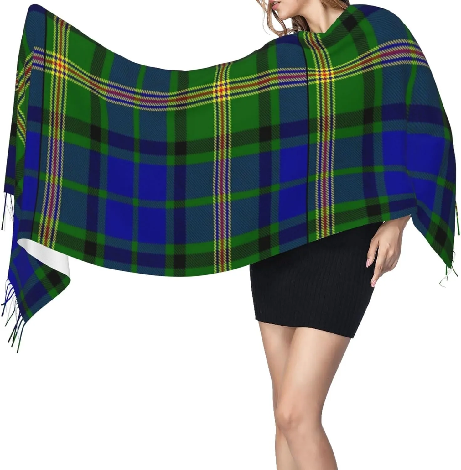 Clan Stewart Hunting Tartan Imitation Cashmere Tassel Scarf Winter Scarf Autumn Softest Classic Warm