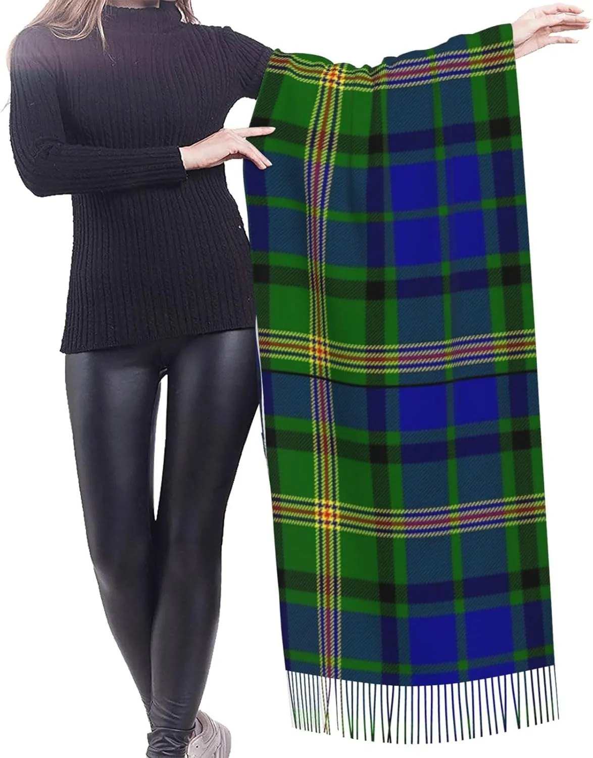 Clan Stewart Hunting Tartan Imitation Cashmere Tassel Scarf Winter Scarf Autumn Softest Classic Warm