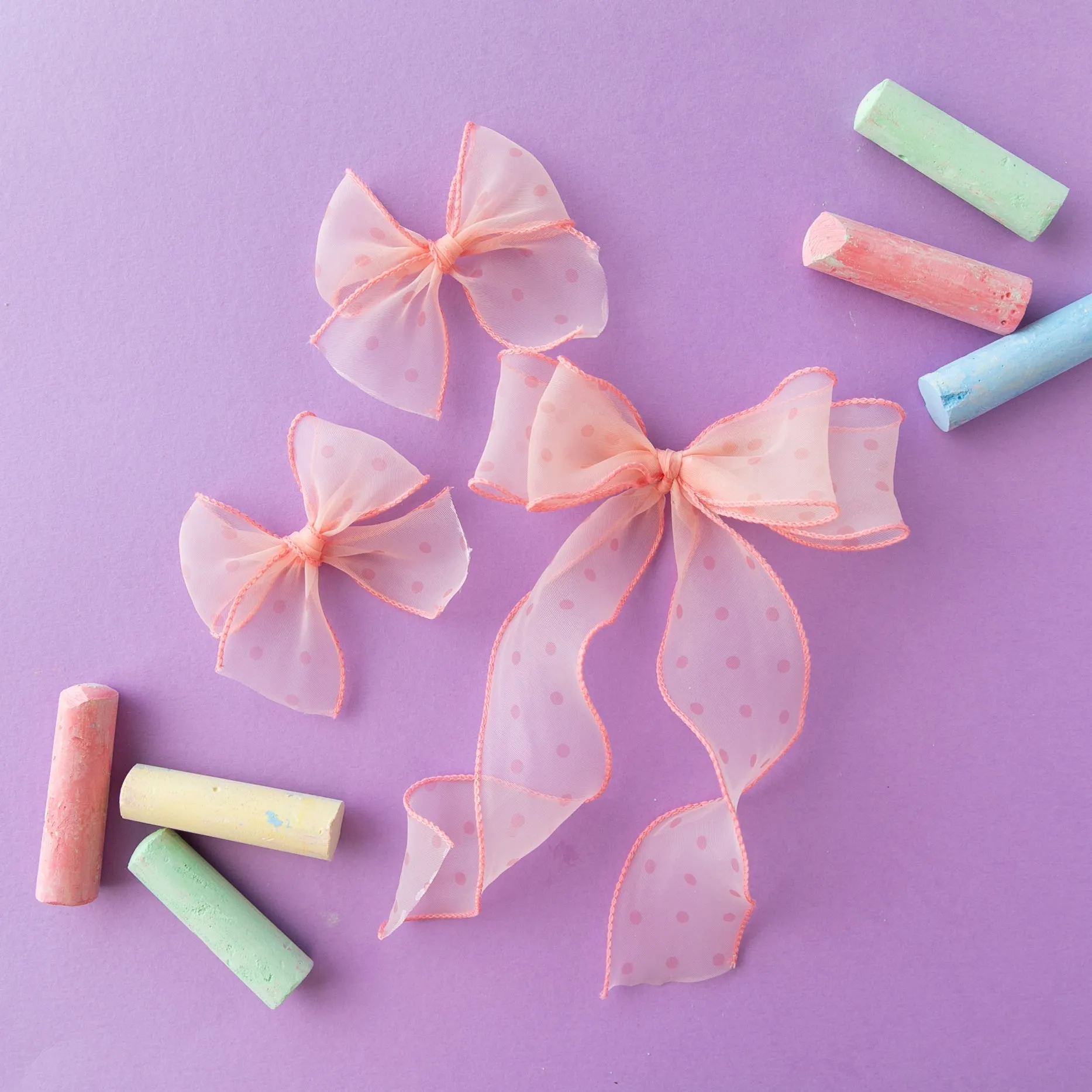 Coral Dot | Ribbon Bow