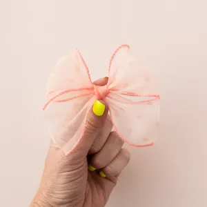 Coral Dot | Ribbon Bow