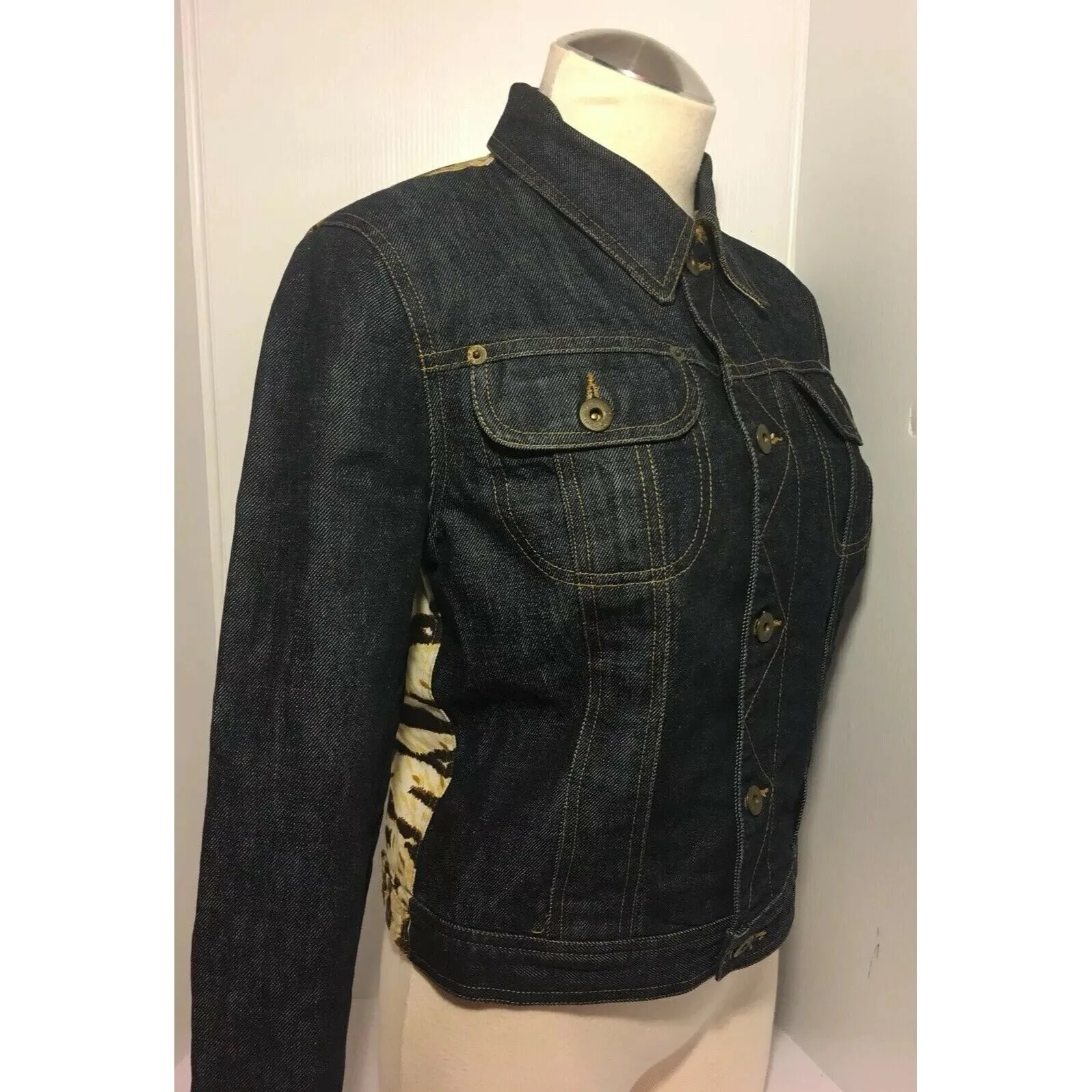 Dolce & Gabbana dark rinse denim & leopard print JEANS
