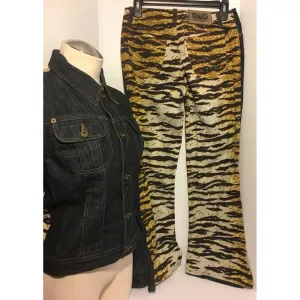 Dolce & Gabbana dark rinse denim & leopard print JEANS