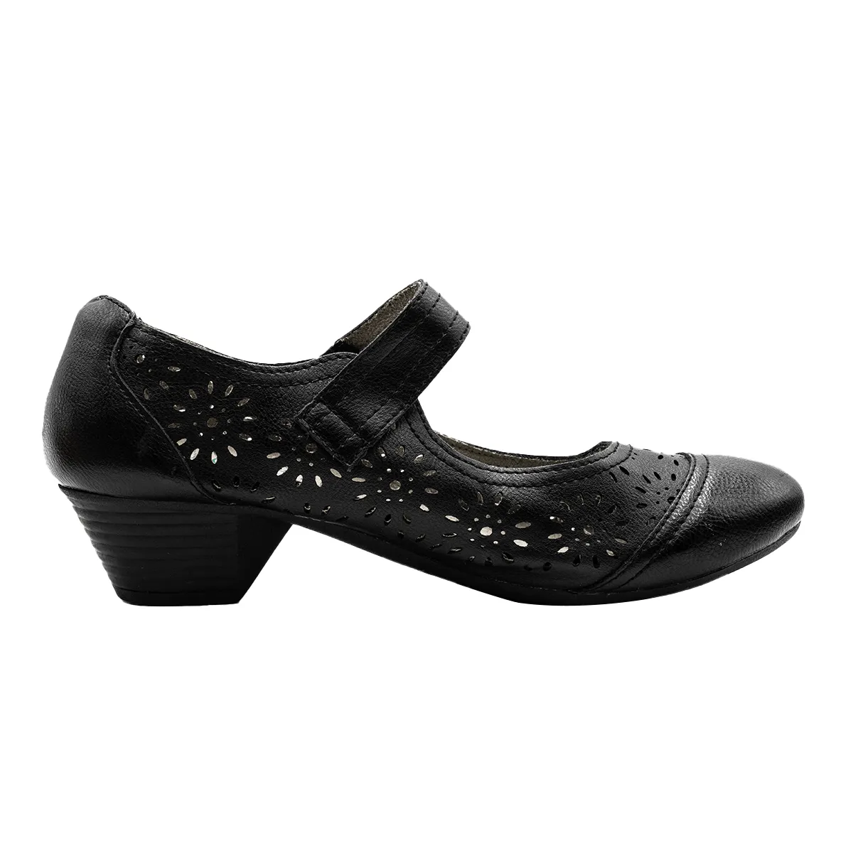 Footflex Mary Jane Ballerinas Leather Black Colour For Women