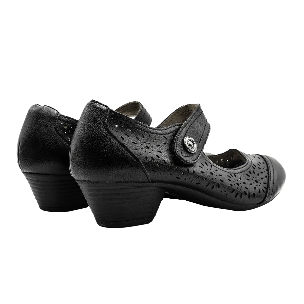 Footflex Mary Jane Ballerinas Leather Black Colour For Women