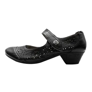 Footflex Mary Jane Ballerinas Leather Black Colour For Women