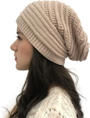 Gibobby Beanies for Women Oversized Knit Warm Winter Hats for Women Thick for Cold Weather
