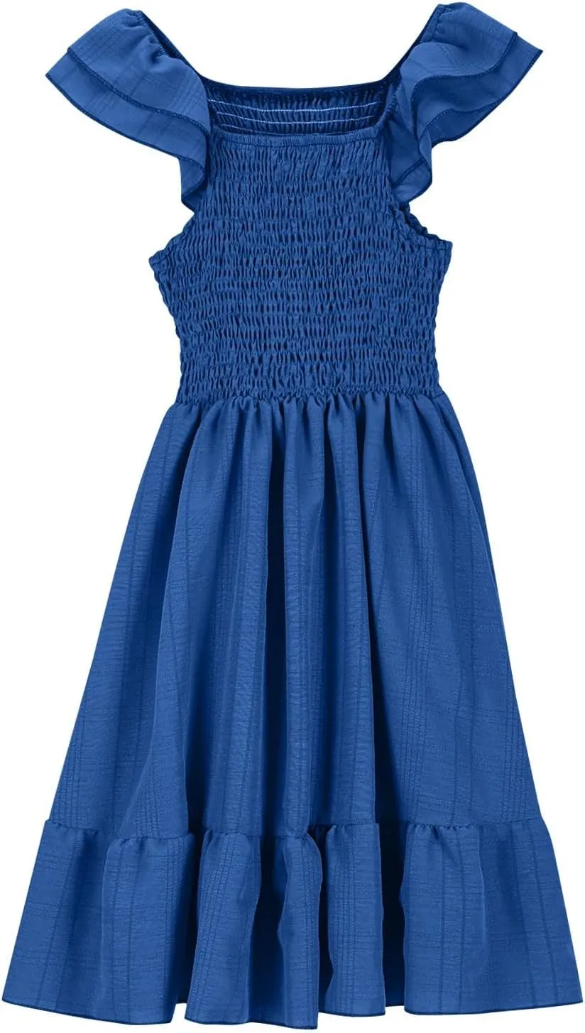 Girls Summer Dresses Cute Ruffle Sleeve Smocked Flowy Kids Spring Dress Party Sundresses 3-12 Years