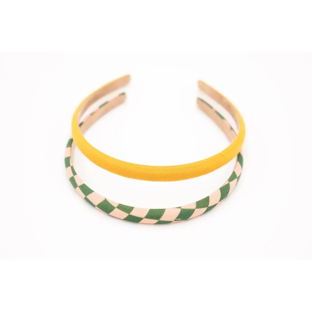 Headbands Set of 2 - Checks  Sunset    Orchard