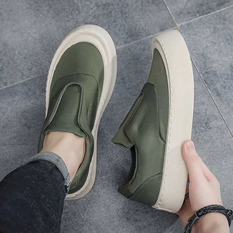 Hnzxzm British Style Man Sneakers For Men Platform Canvas Shoes Male New Street Style Vulcanized Sneakers Men Green