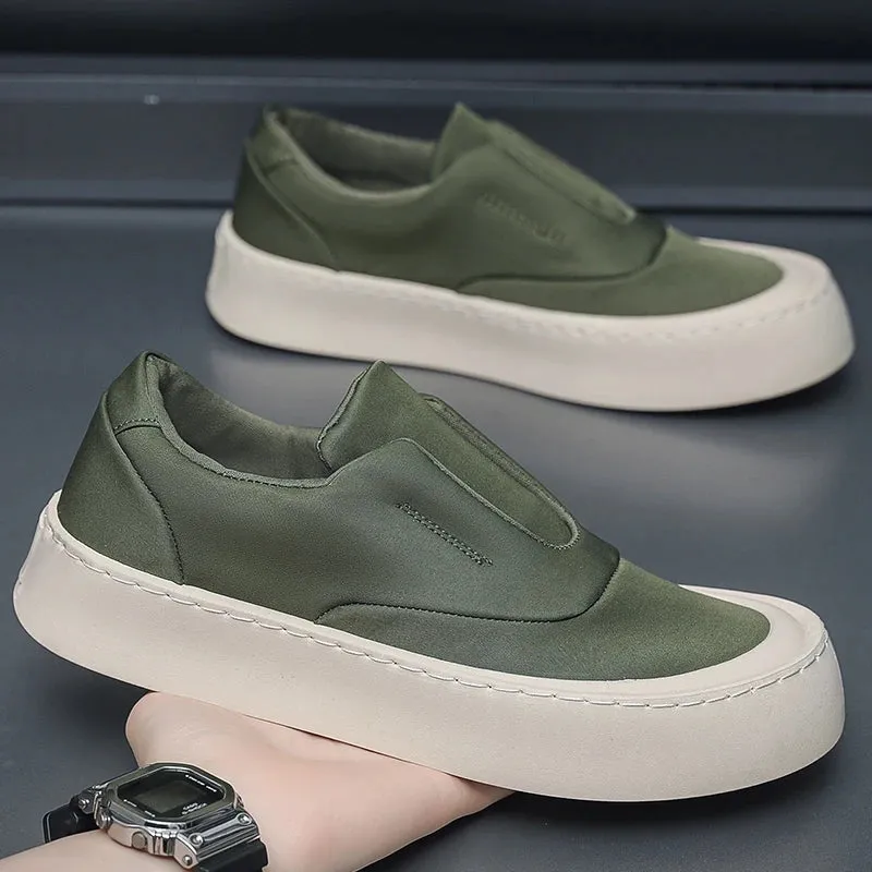 Hnzxzm British Style Man Sneakers For Men Platform Canvas Shoes Male New Street Style Vulcanized Sneakers Men Green