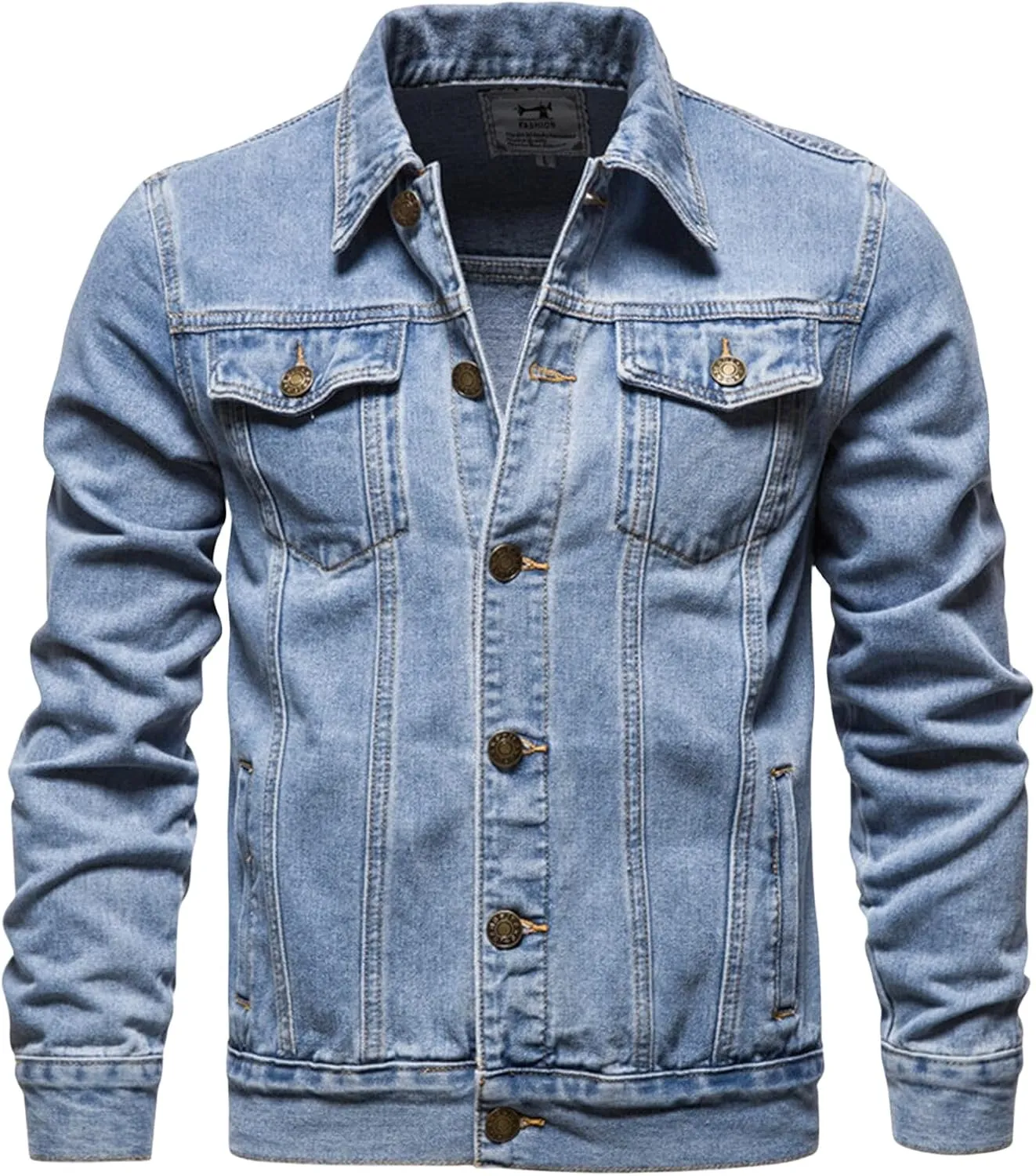 Jean Jacket for Men Slim Fit Fashion Jean Coat Denim Trucker Jackets Long Sleeve Button Down Outwear Coats Plus Size