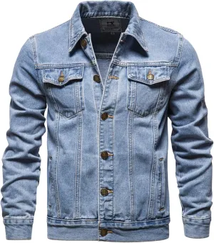 Jean Jacket for Men Slim Fit Fashion Jean Coat Denim Trucker Jackets Long Sleeve Button Down Outwear Coats Plus Size