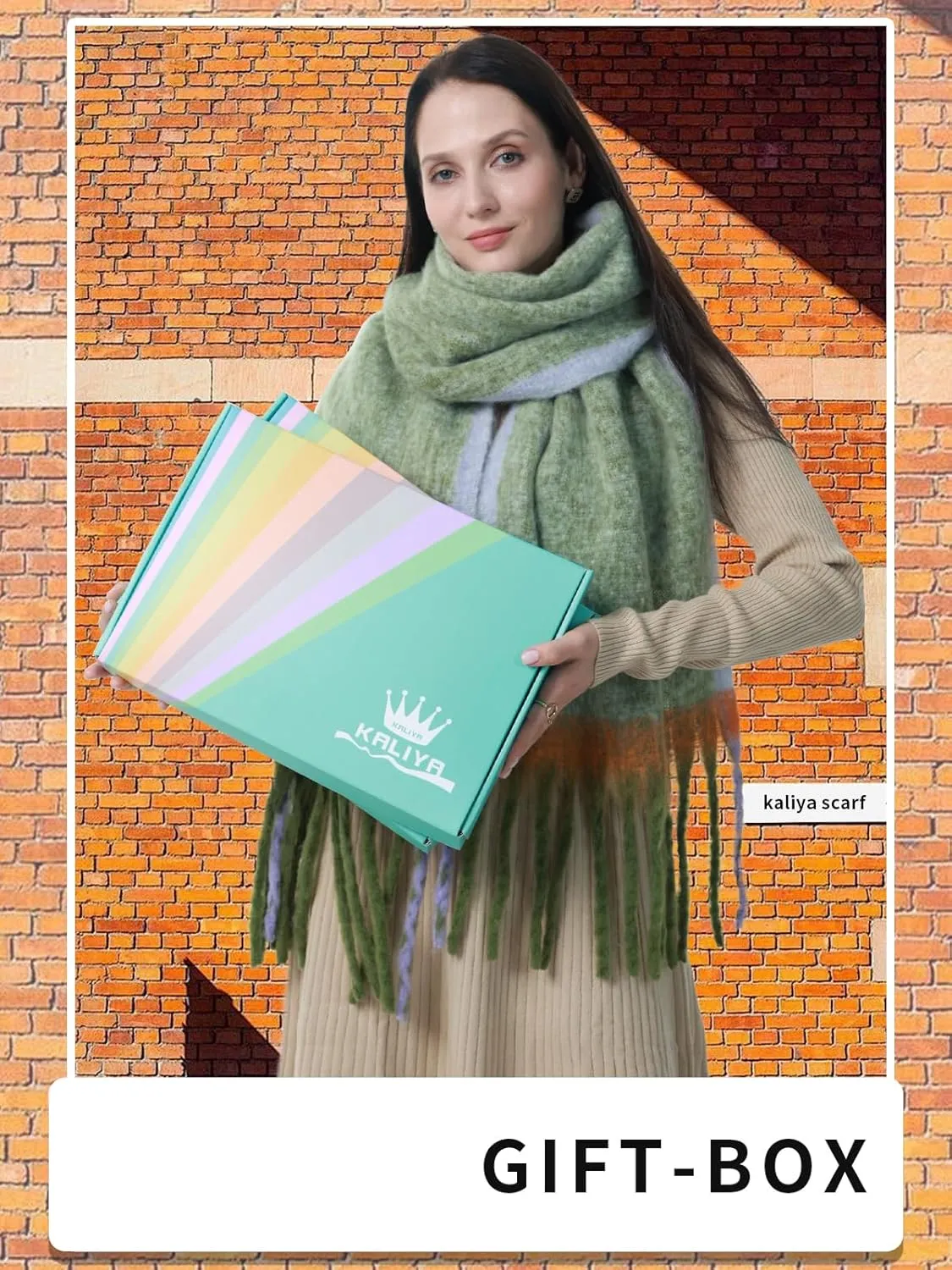kaliya Winter Scarf for Women Plaid Blanket Shawl Wraps Warm Chunky Scarfs Colorful Oversized Large Scarves Men Women Scarf