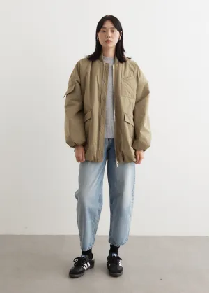 Light Twill Oversized Bomber Jacket