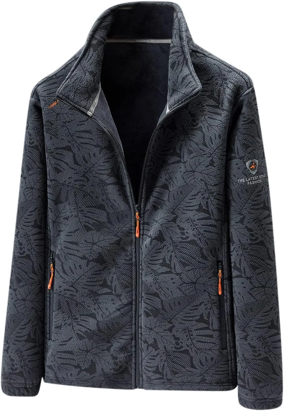 Men Fleece Jacket Winter Warm Lightweight Stand Collar Coat Full Zip Long Sleeve Jackets for Hiking Travel Casual Outwear