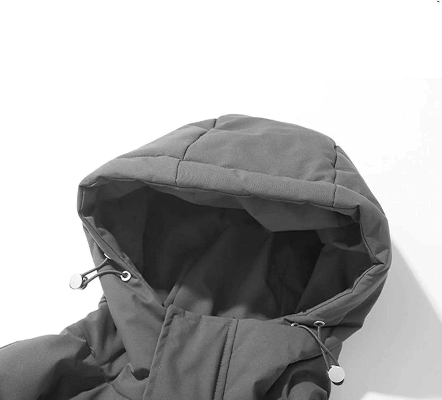 Men's Puffer Jacket Hooded Down Coat Loose Fit Quilted Jacket Zip up Padded Coat Warm Insulated Jackets Winter Outwear
