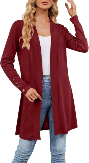Plus Size Cardigan for Women Dressy Casual Long Sleeve Open Front Knit Chunky Cardigan Sweaters for Womens Coat