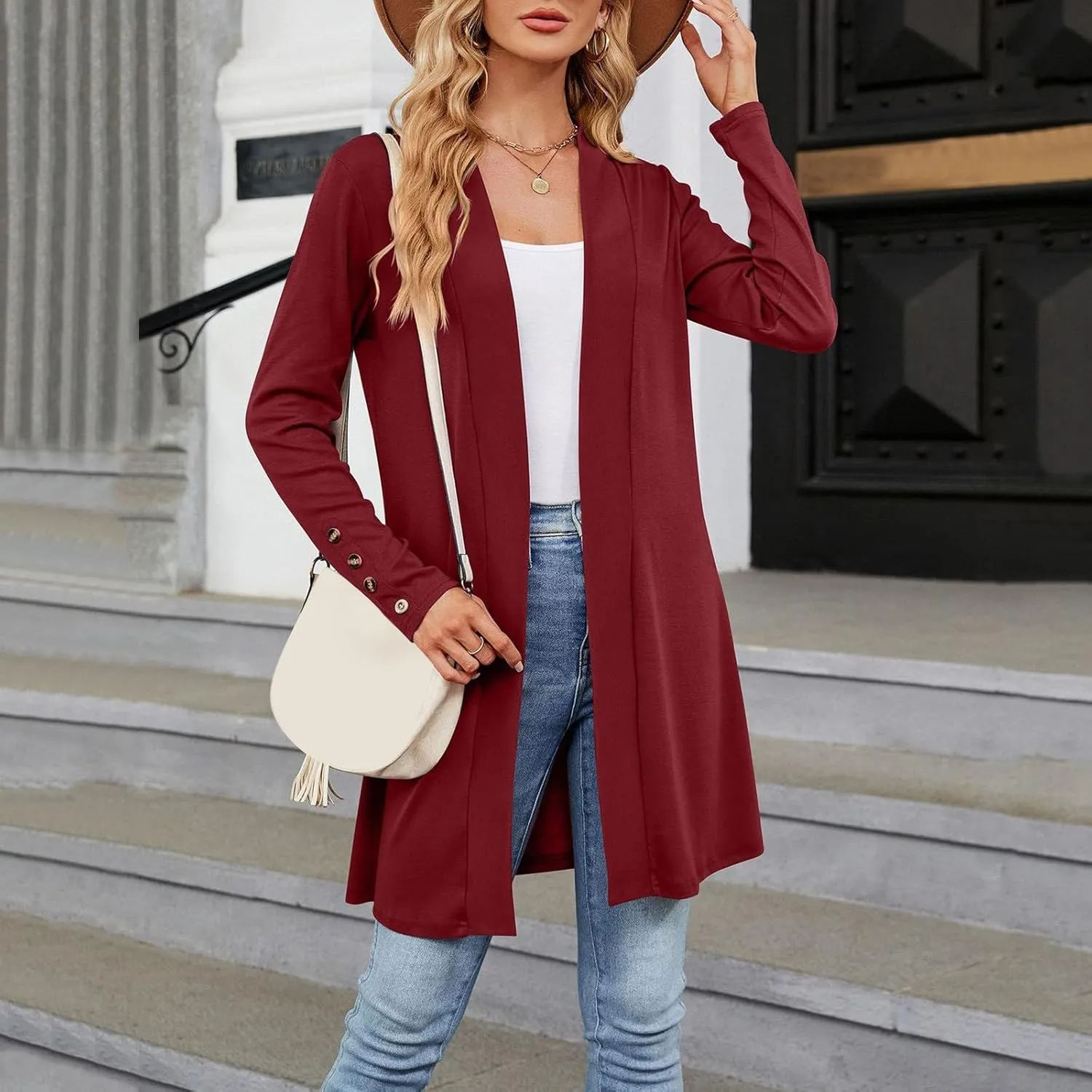 Plus Size Cardigan for Women Dressy Casual Long Sleeve Open Front Knit Chunky Cardigan Sweaters for Womens Coat