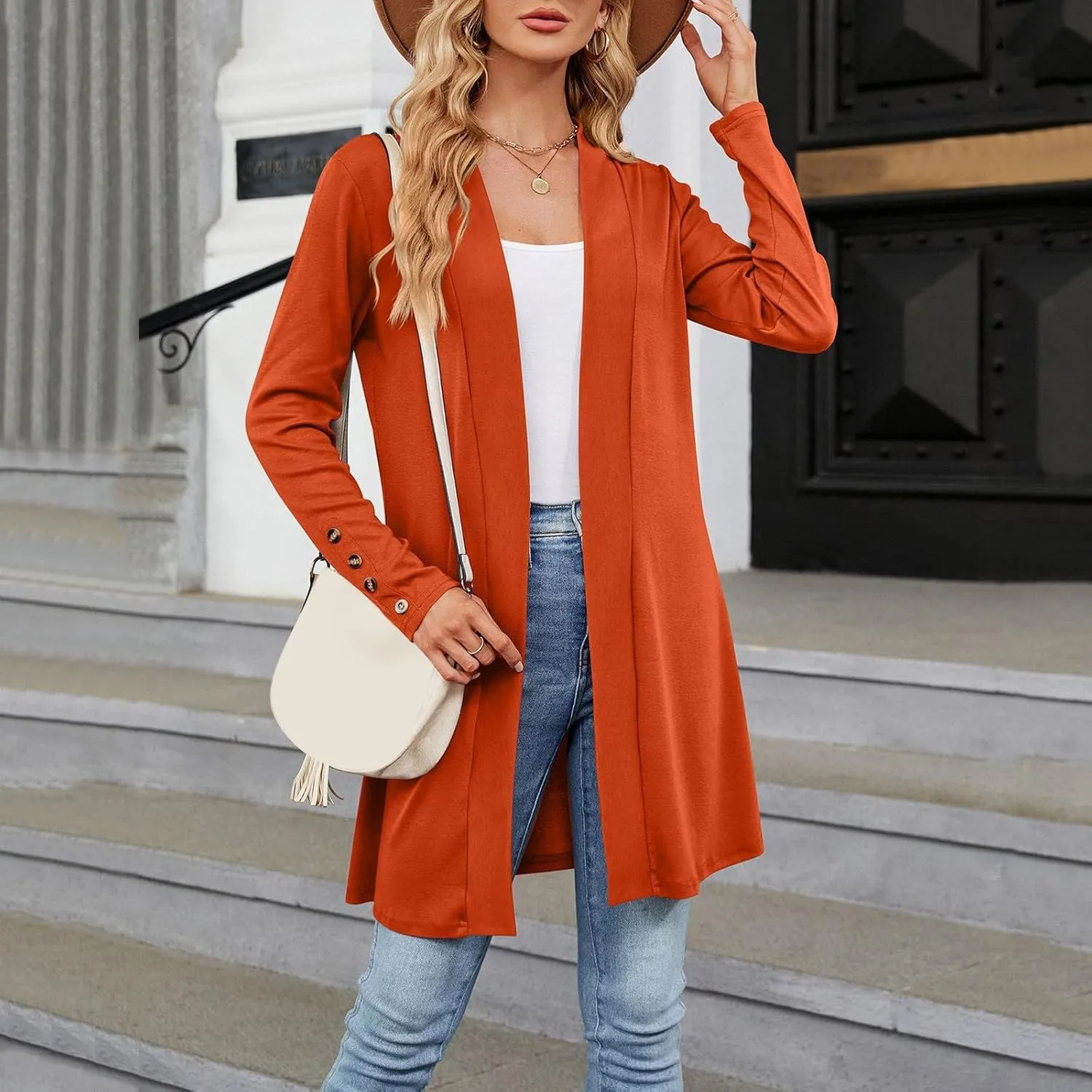 Plus Size Cardigan for Women Dressy Casual Long Sleeve Open Front Knit Chunky Cardigan Sweaters for Womens Coat