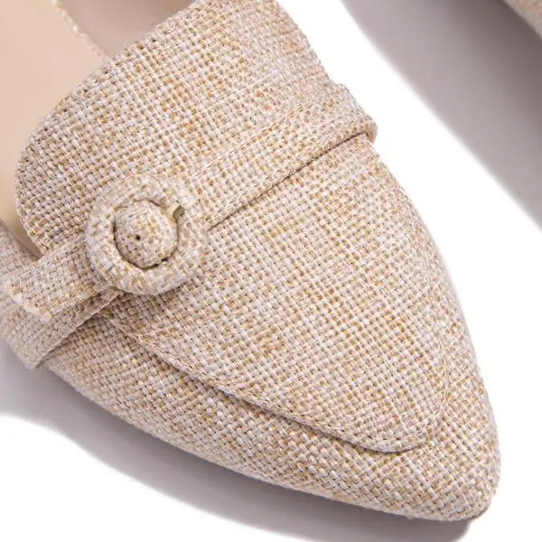 Sohiwoo Women Flats Pointed Toe Beige Lady Flat Heel Shoes Bowknot Slip on Loafers Office Lady Elegant Shoes Soft Sole Comfortable 31-45