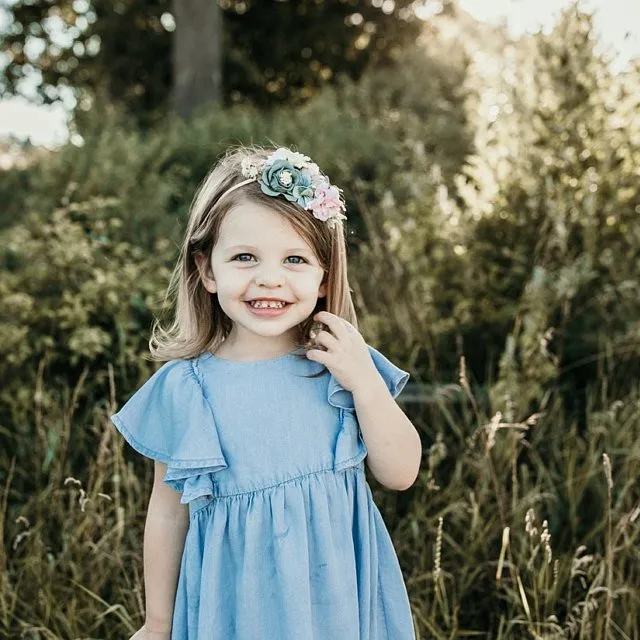 Sweet Floral Baby Girls Christening / Baptism Nylon Headband - (Style 1)