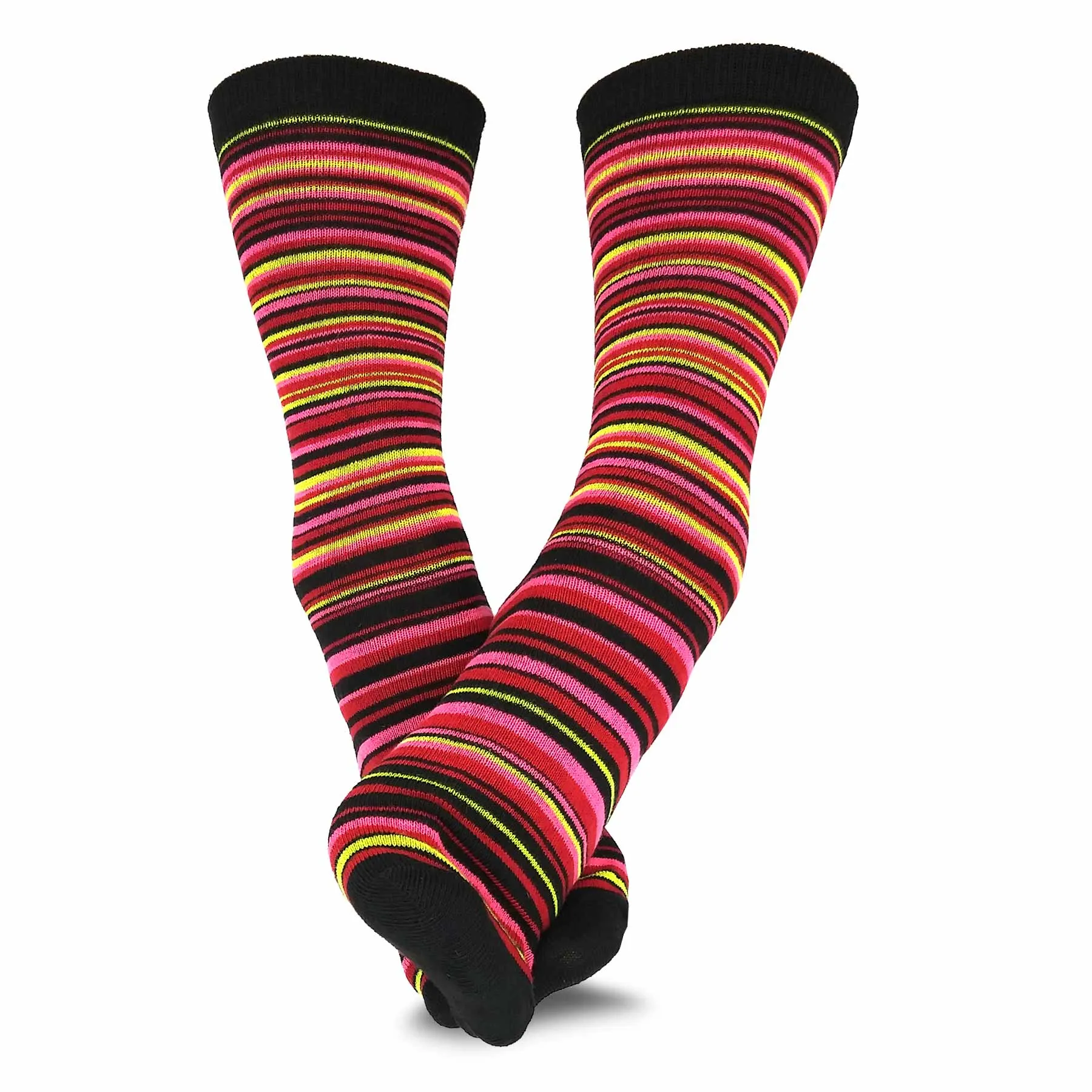 TeeHee Socks Women's Casual Polyester Crew Argyle Ministripe 12-Pack (1118998)