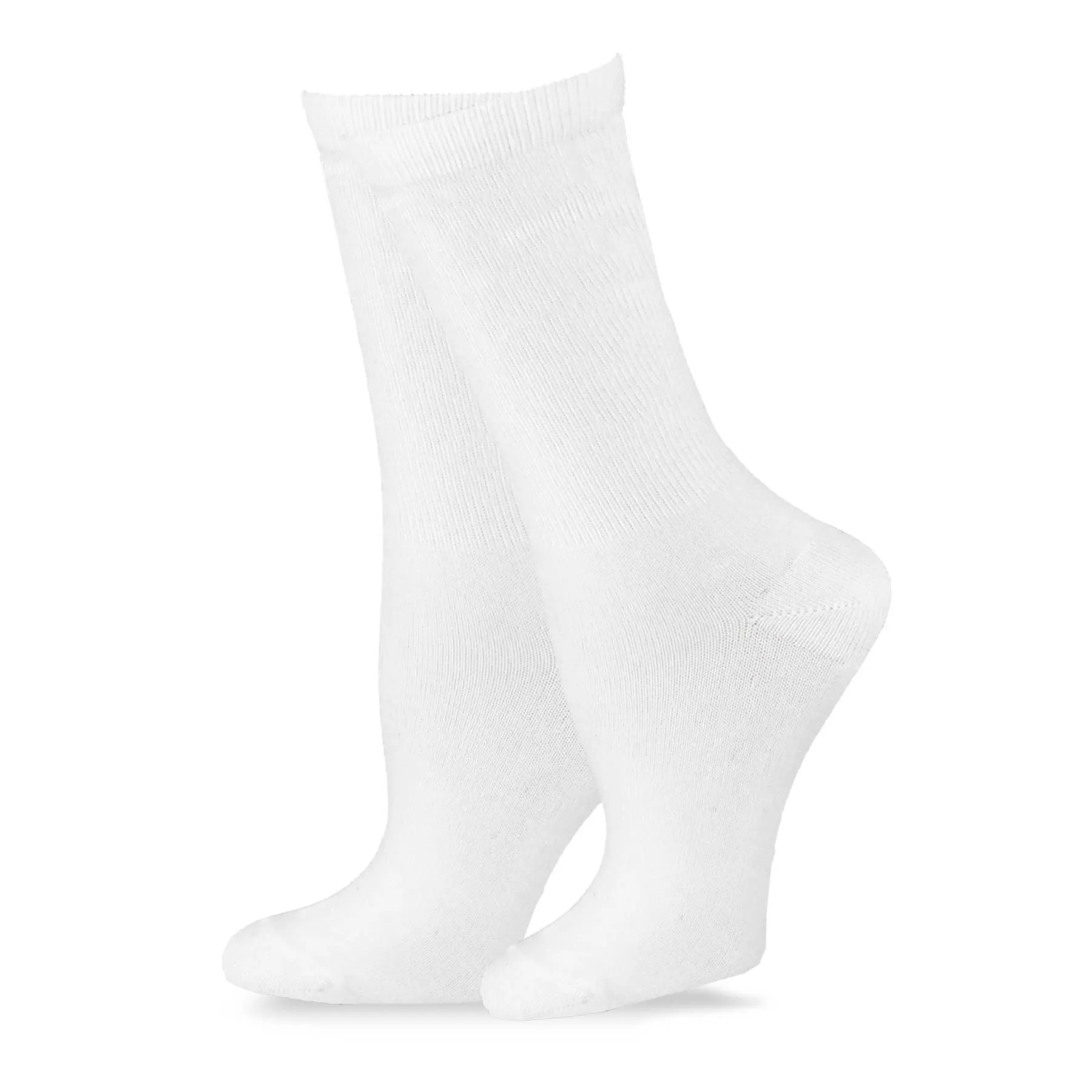 TeeHee Socks Women's Casual Polyester Crew White 6-Pack (12240)