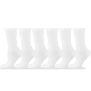 TeeHee Socks Women's Casual Polyester Crew White 6-Pack (12240)