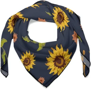 Watercolor Sunflowers Square Silk Scarf for Women Fashion Neck Hair Wrap Head Scarves Bag Decoration 27''x 27''