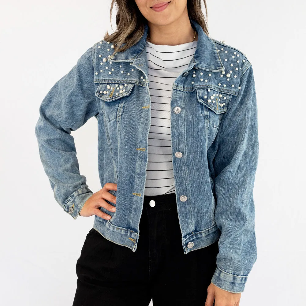 (White Pearl) Mrs  Pearl Denim Jacket