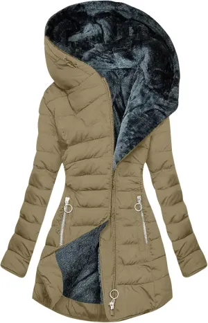 Winter Coats for Women Plus Size Puffer Jacket Long Sleeve Thickened Down Jacket Winter Warm Hooded Outerwear