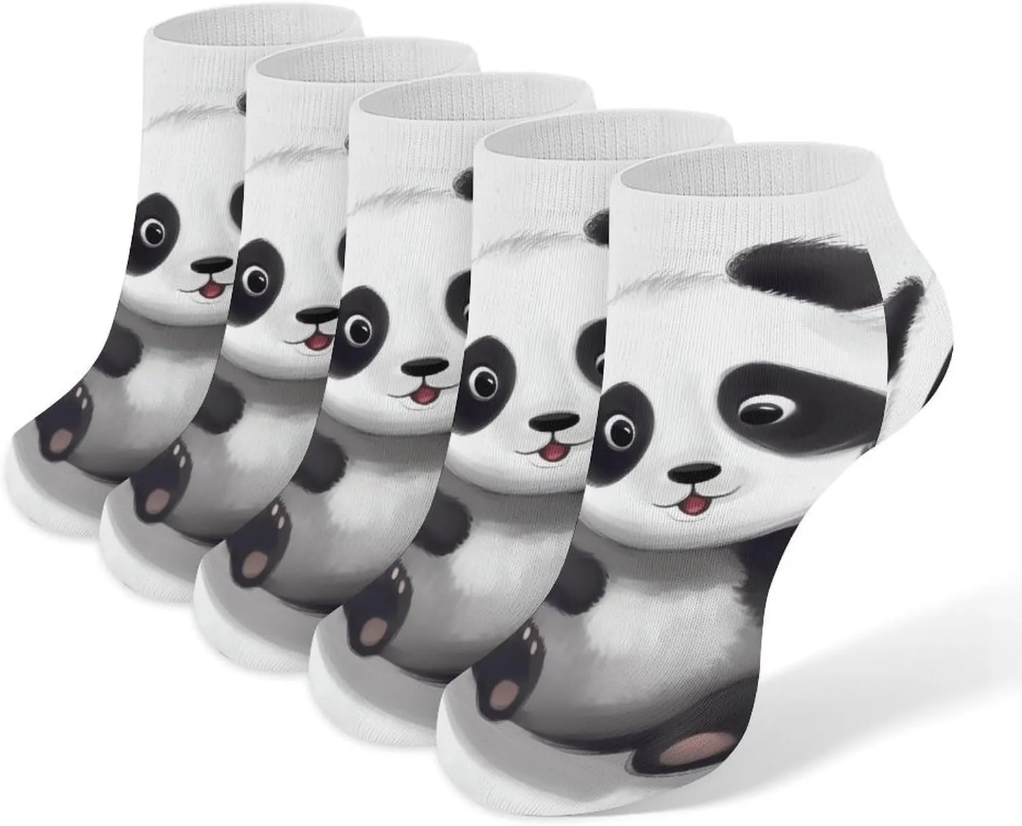 Women Socks Panda Star Printed Christmas Socks Ankle Socks Athletic Socks Slipper Socks No Show Socks