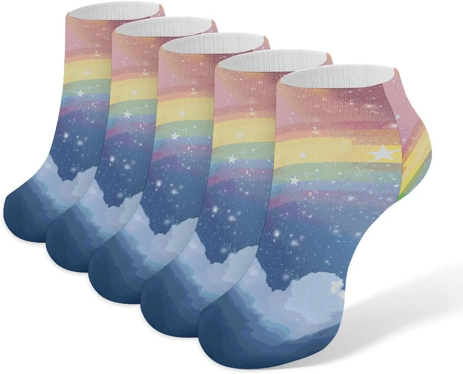 Women Socks Star in Rainbow Sky Printed Christmas Socks Ankle Socks Athletic Socks Slipper Socks No Show Socks